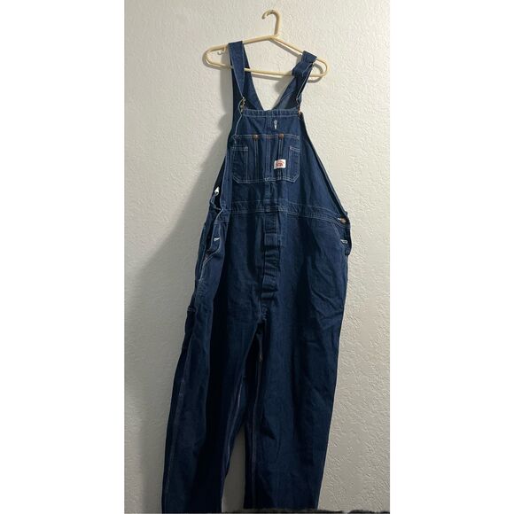 ROUND HOUSE - Blue Denim Mens 58x30 Work Bib Overalls - Picture 1 of 5